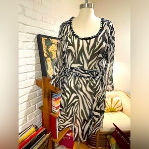 CZ coverups zebra print, embellish neck size large